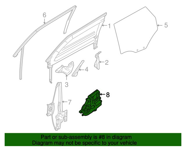 Genuine Window Motor Regulator RH Rear Audi A3 8P Facelift 2008-2013 Hatch NEW