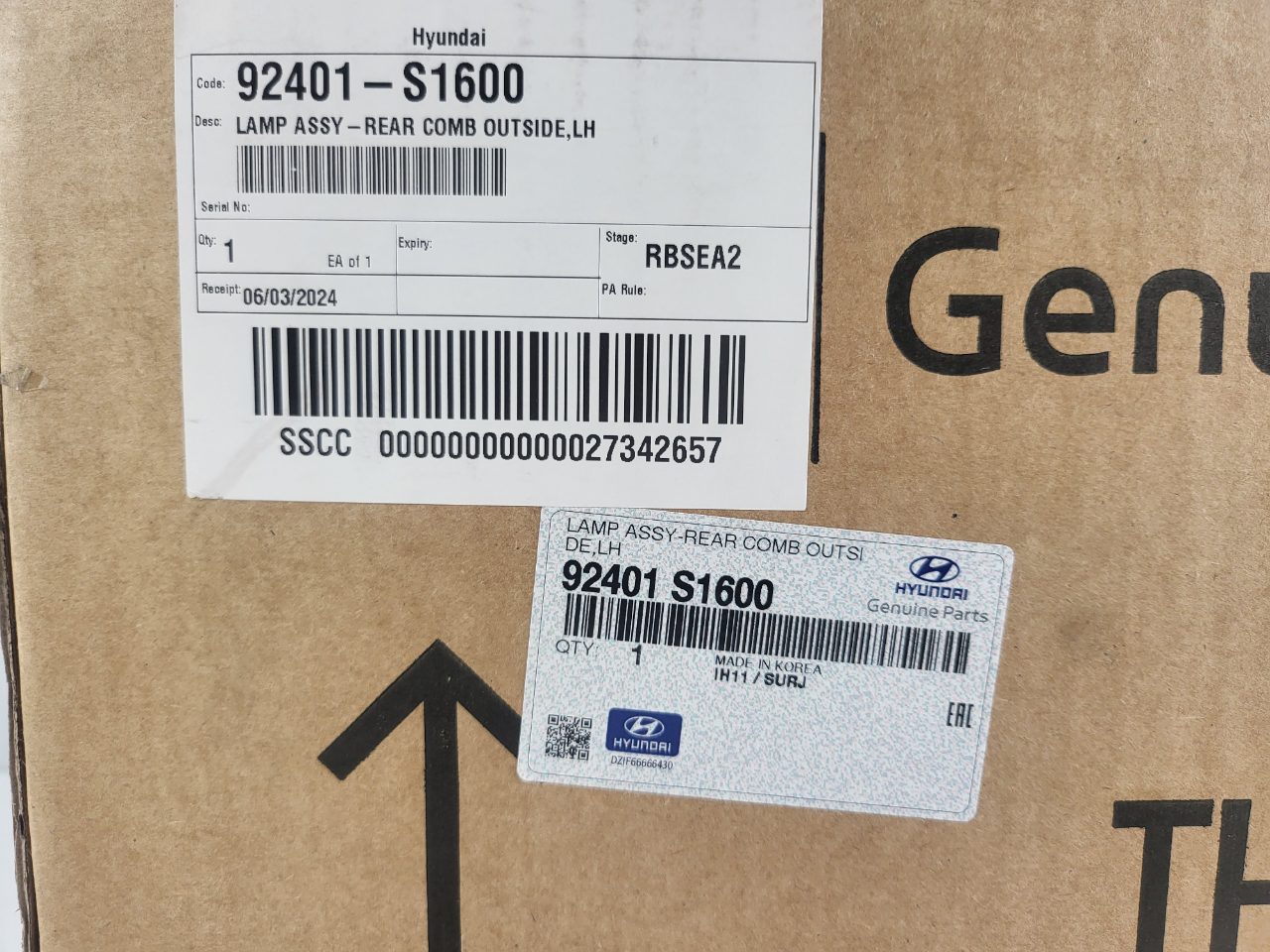 Genuine LH Taillight Hyundai Santa Fe TM Facelift 2021 - 2023 New