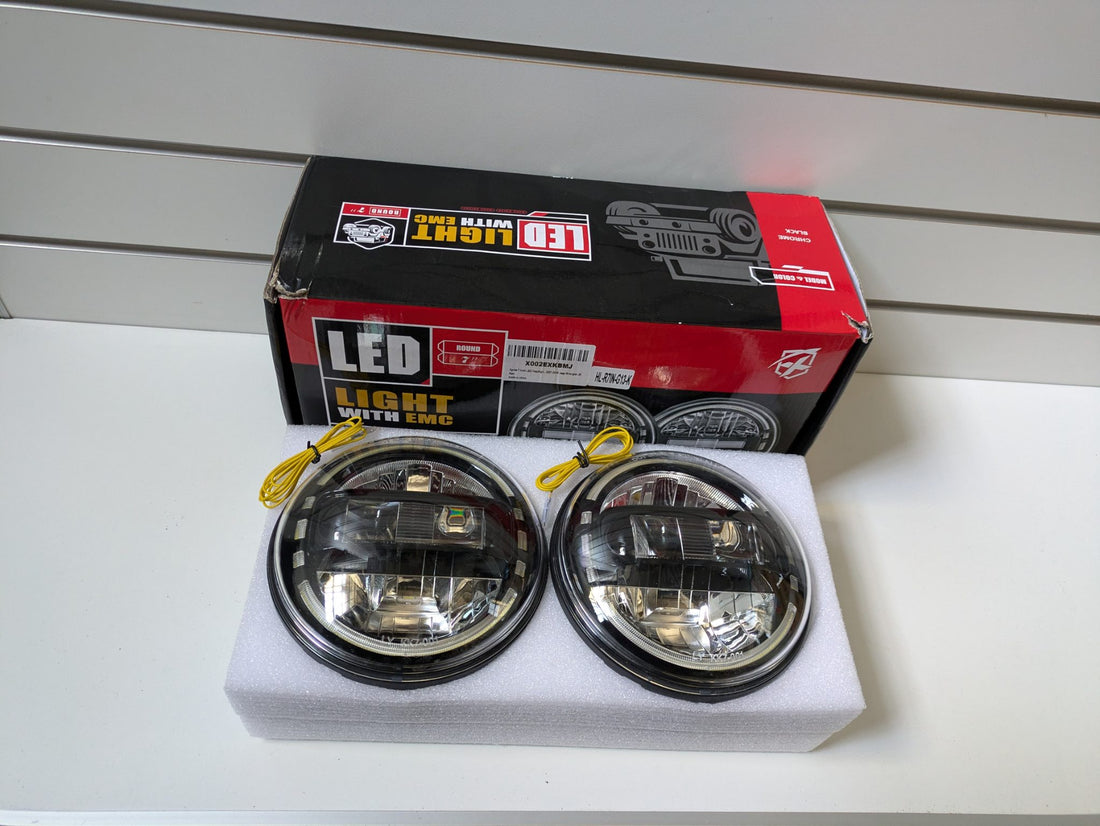 Xprite 7" LED Headlights Jeep Wrangler JK LJ CJ TJ Hummer H1 H2 1997-2018 New