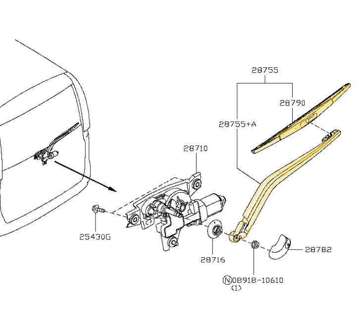 Genuine Windshield Stalk Arm & Blade Nissan Serena C26 2010 - 2016 New