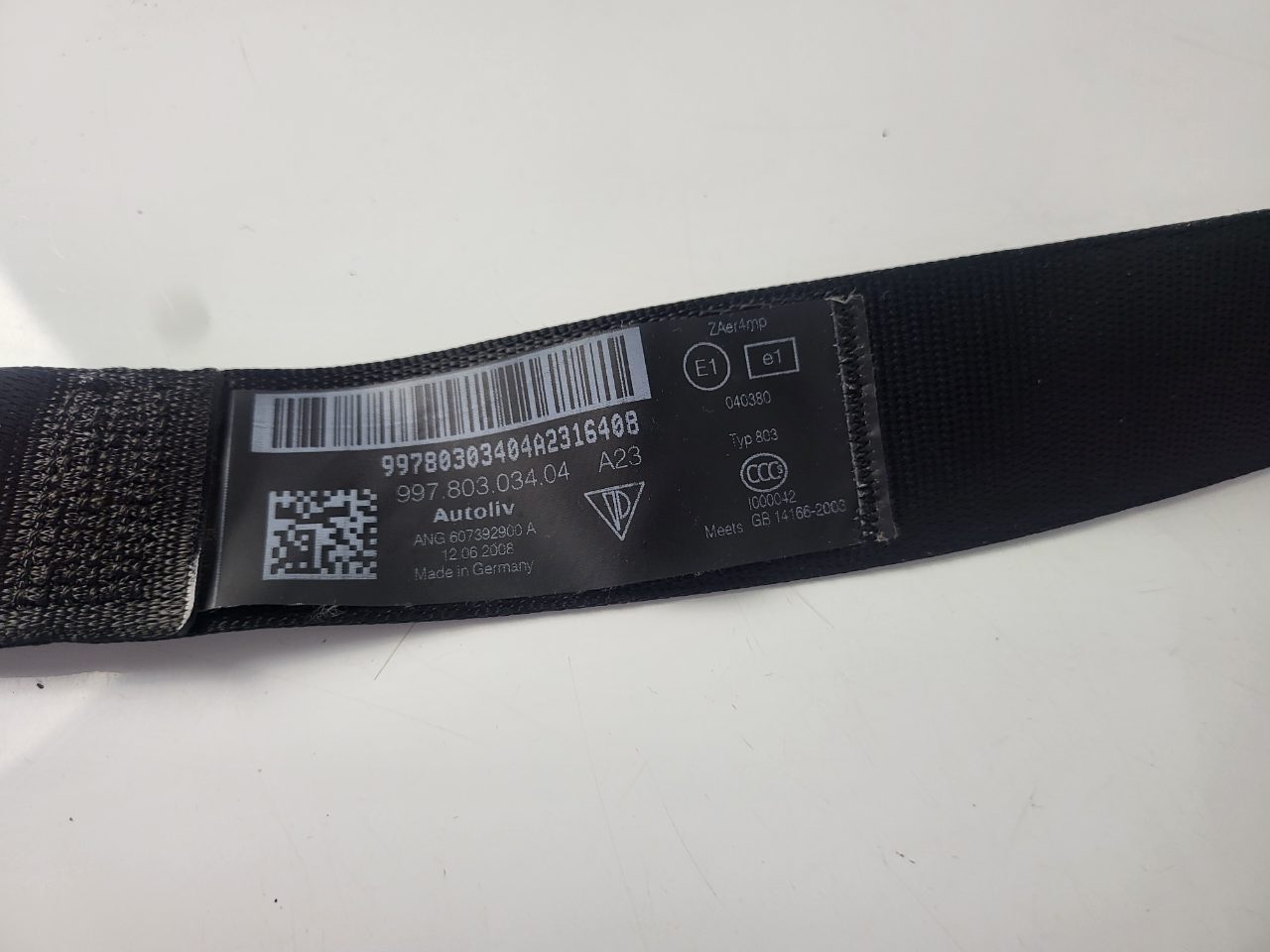 Genuine RH Seatbelt Drivers Belt Porsche 911 997 2004 - 2008 Used