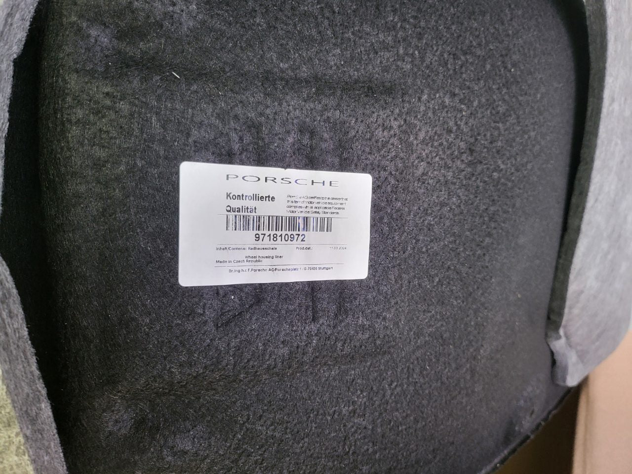 Genuine Rear Right Wheel Liner Porsche Panamera 971 2017-2023 New