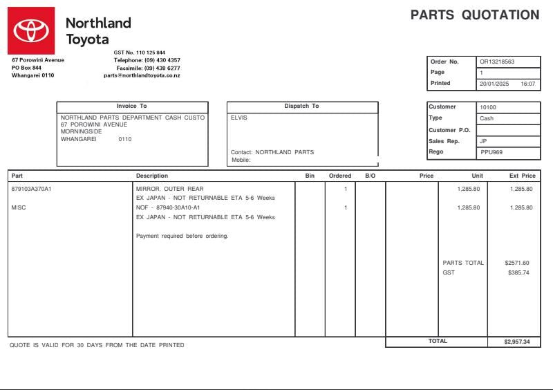 Genuine LH & RH Side Door Mirrors Toyota Crown GRS182 GRS180 2003 - 2008 Used