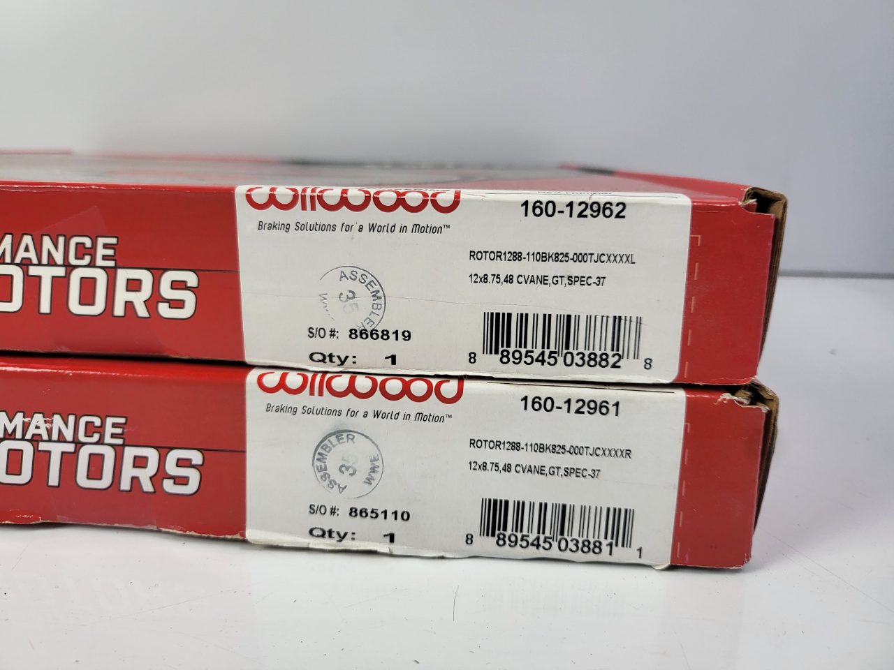 Wilwood Spec 37 Brake GT 48 Curved Vane Rotor Set LH &amp; RH 160-1296(1-2) New